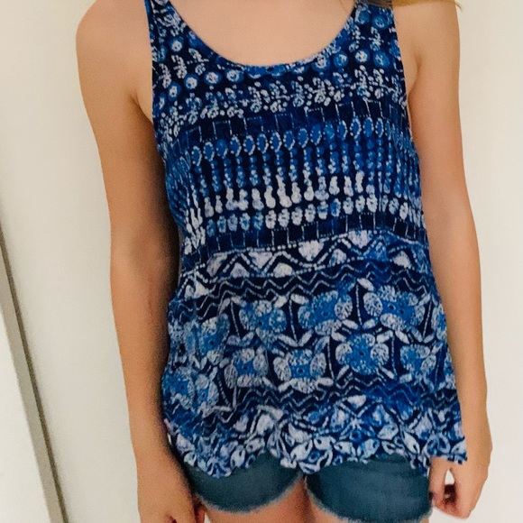 me.n .u Blue Sleeveless Boho Top Girls Sz XL - Picture 1 of 3
